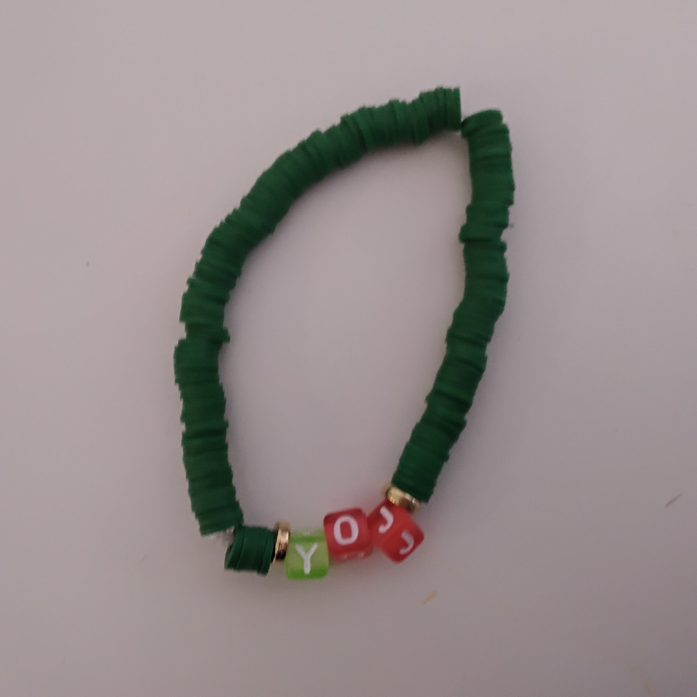 Joy christmas clay bead bracelet