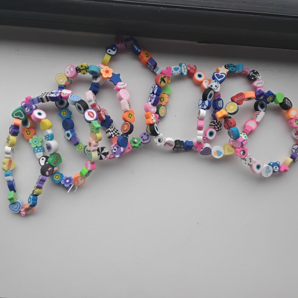 Clay charm bracelet