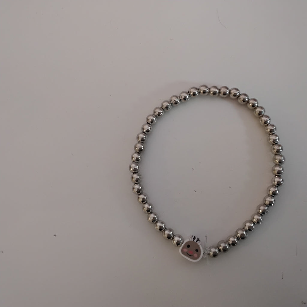 Sliver pearls with a reindeer charm bracelet